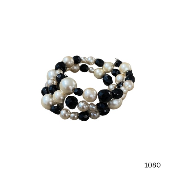 1080 Black and White Beaded Wrap Bracelet - Picture 1 of 3